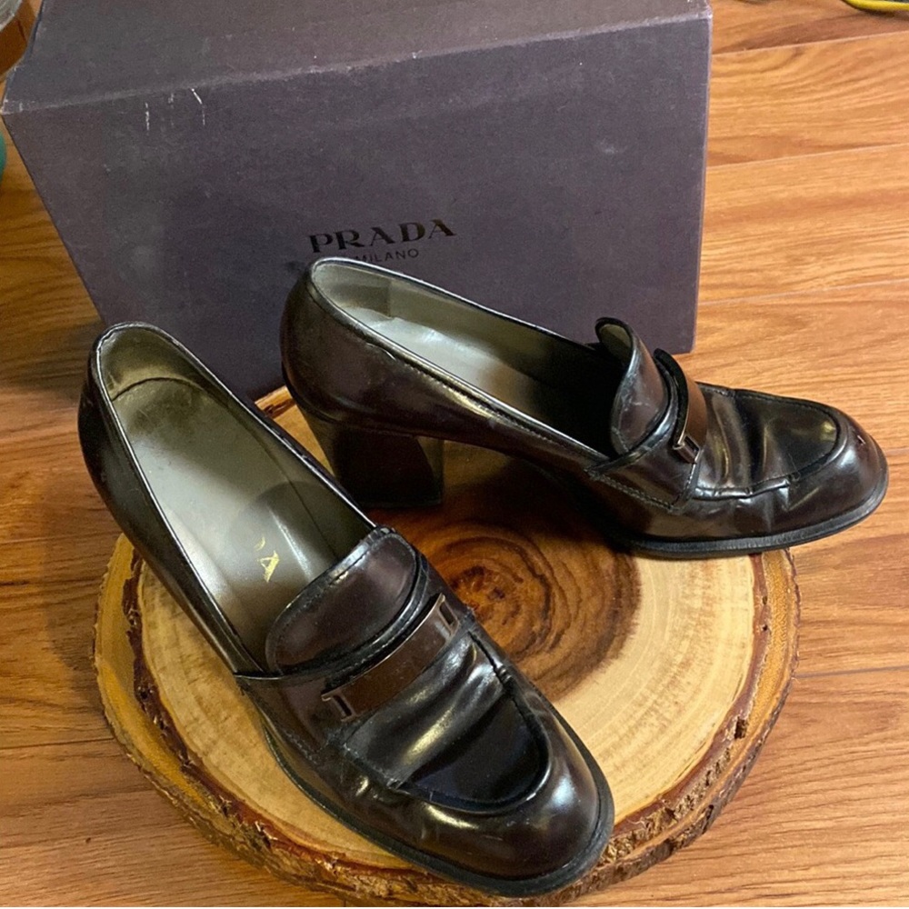 PRADA High Heeled Loafers w/box